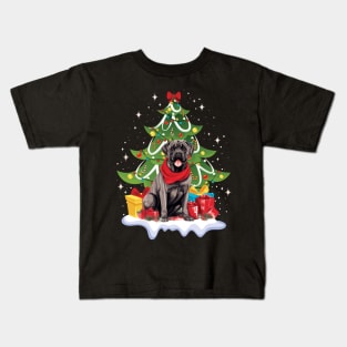 Merry Christmas Tree With Cane Corso Dog Kids T-Shirt